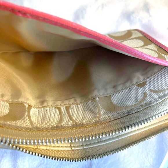 Coach Signature C Coral and Khaki Wallet - Picture 10 of 11